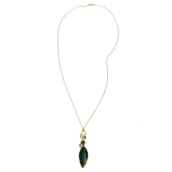 ALEXIS BITTAR • Long Lucite Drop Rock Crystal Pendant Necklace - Picture 4 of 5